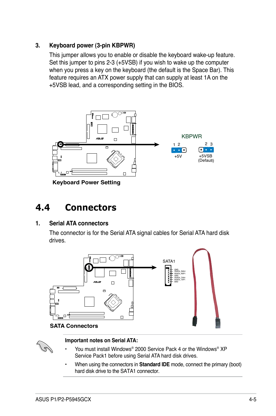 4 connectors | Asus P2-P5945GCX User Manual | Page 49 / 90