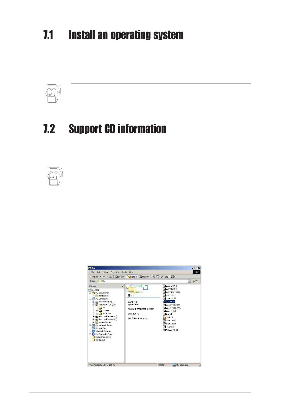 1 install an operating system, 2 support cd information | Asus Pundit-S User Manual | Page 92 / 100