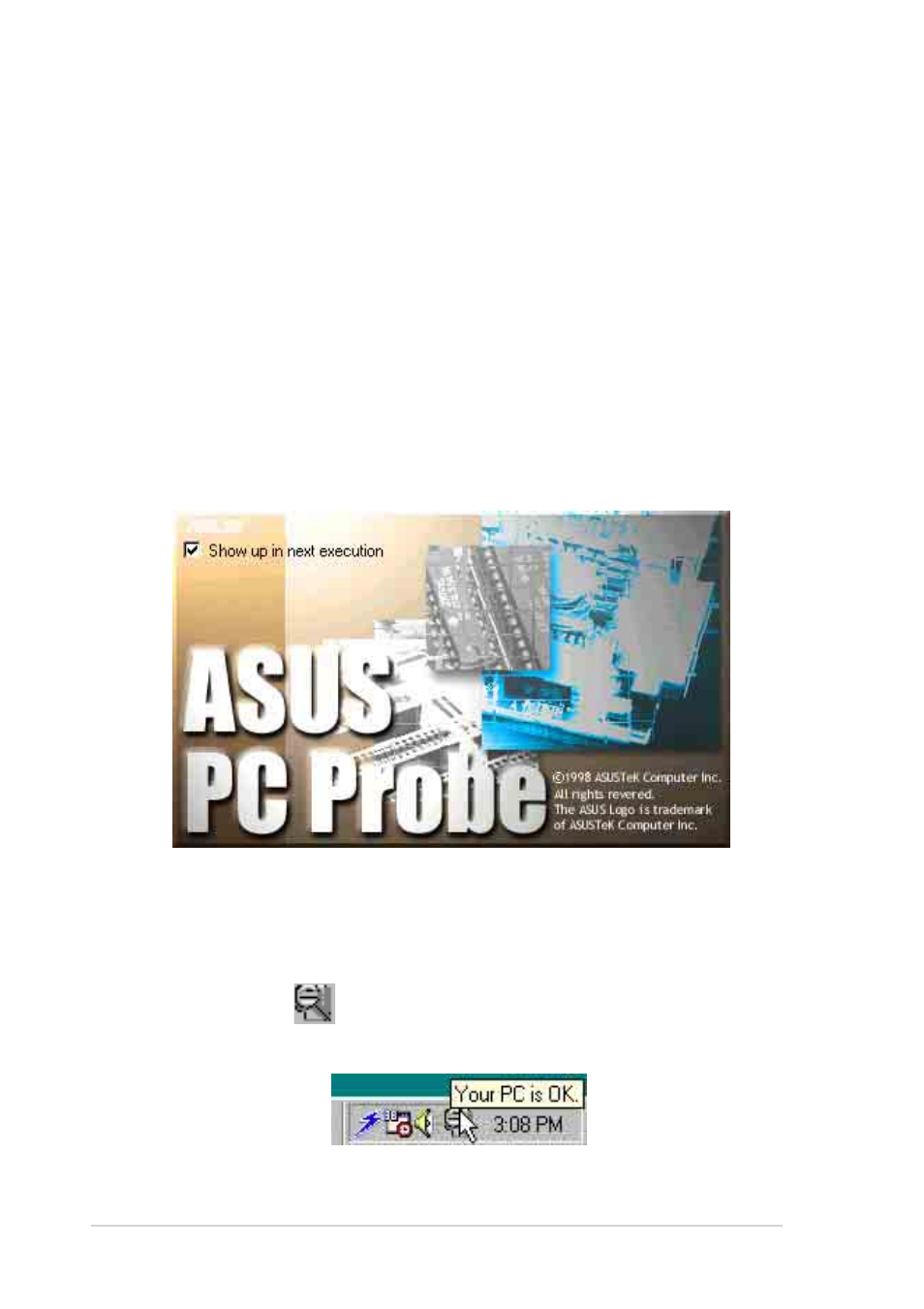 2 asus pc probe, Starting asus pc probe | Asus Pundit-S User Manual | Page 96 / 100