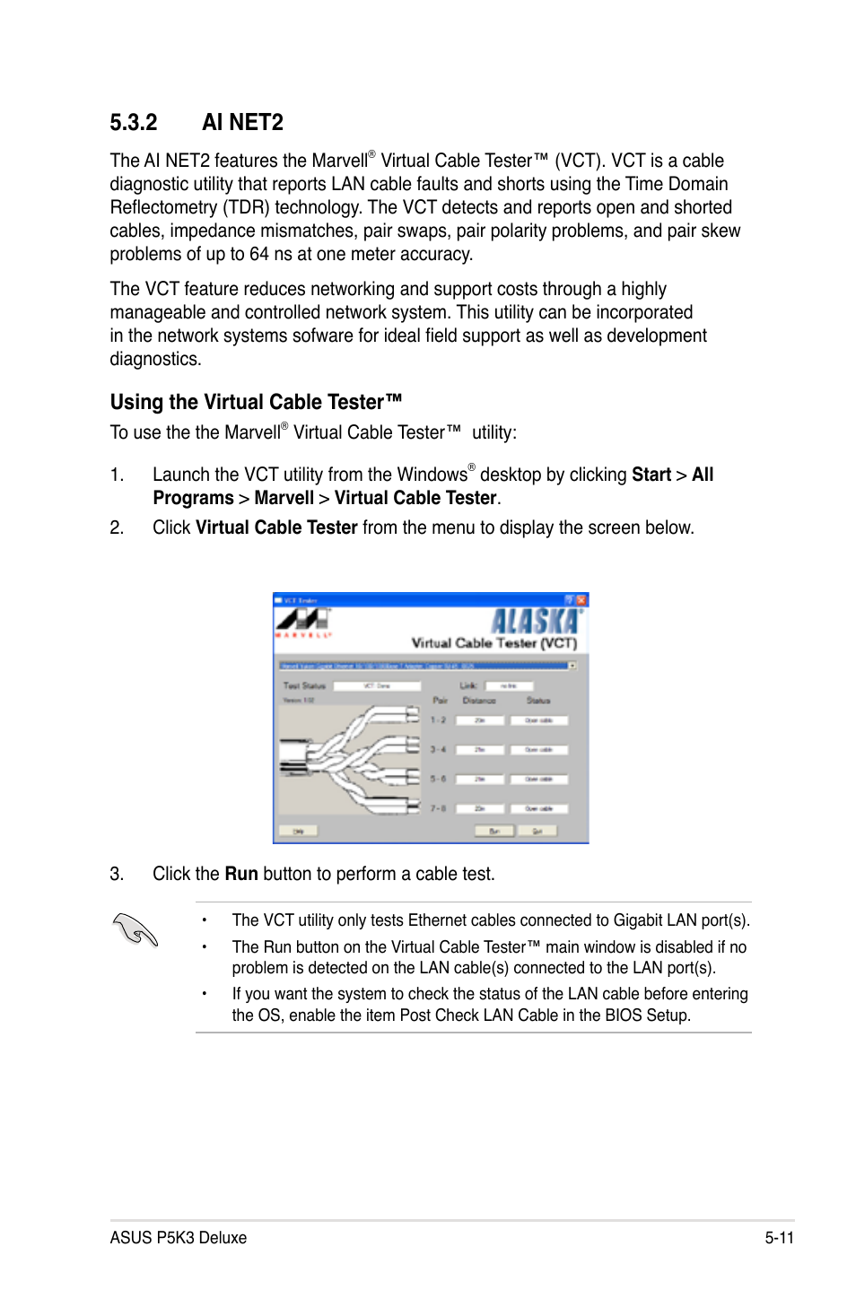 2 ai net2, Using the virtual cable tester | Asus P5K3 Deluxe User Manual | Page 119 / 176