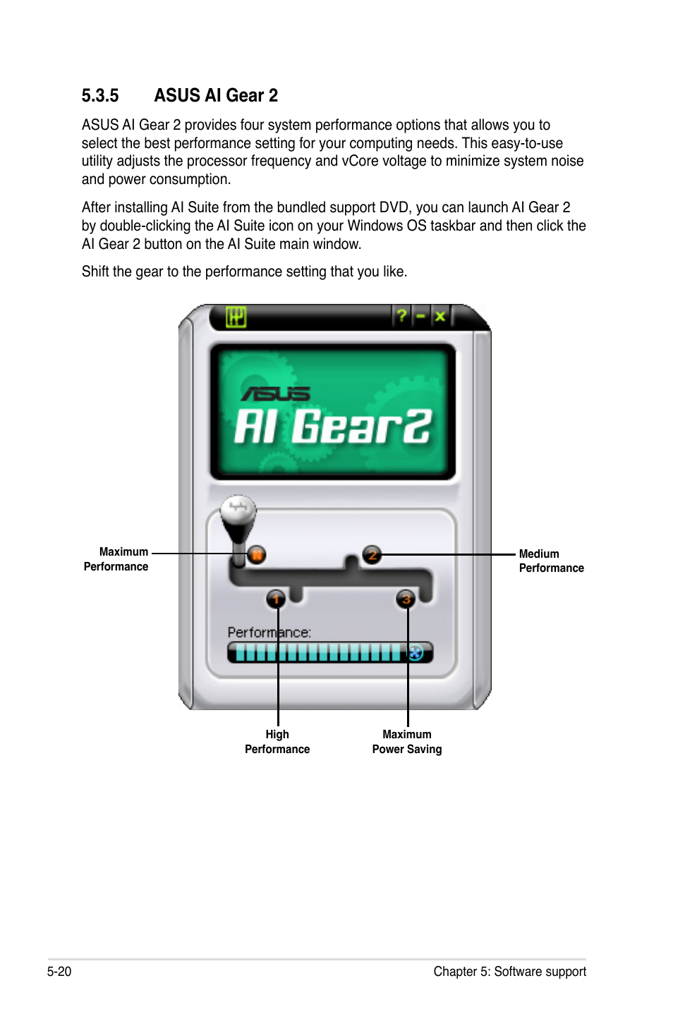 5 asus ai gear 2 | Asus P5K3 Deluxe User Manual | Page 128 / 176