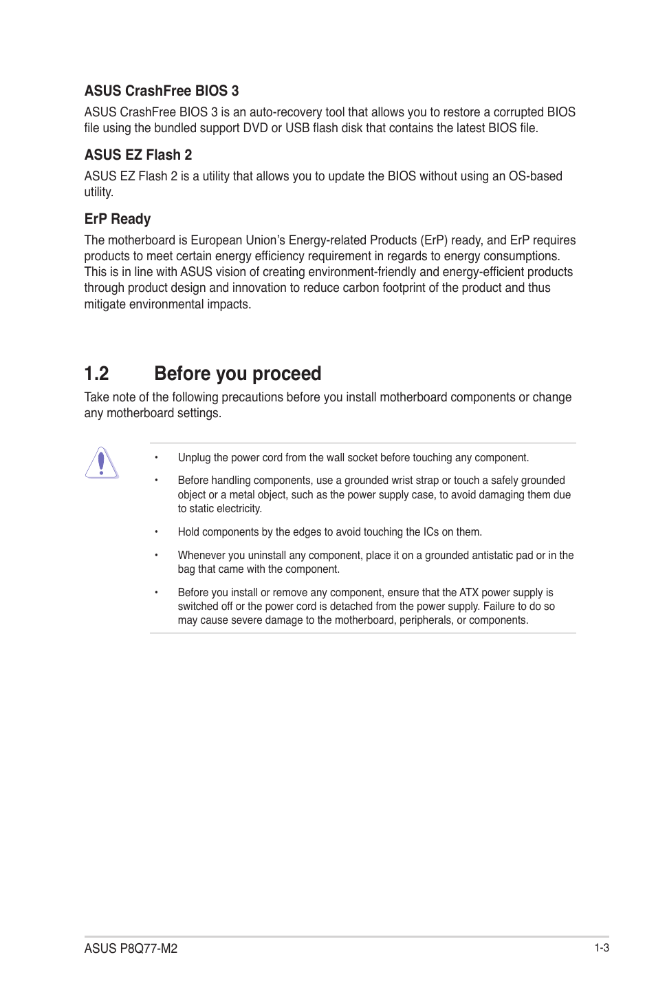 2 before you proceed, 2 before you proceed -3 | Asus P8Q77-M2 User Manual | Page 15 / 82