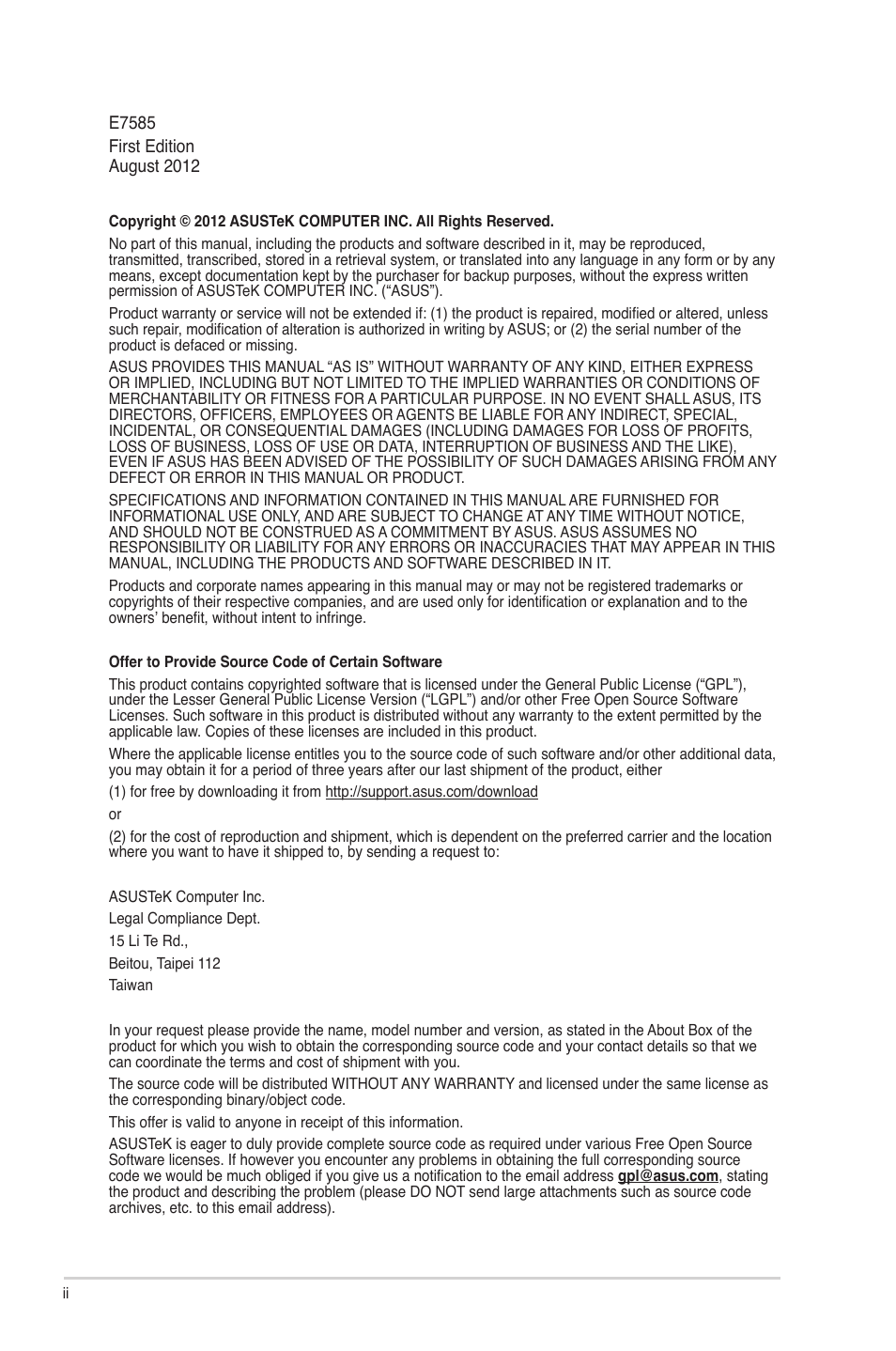 Asus P8Q77-M2 User Manual | Page 2 / 82