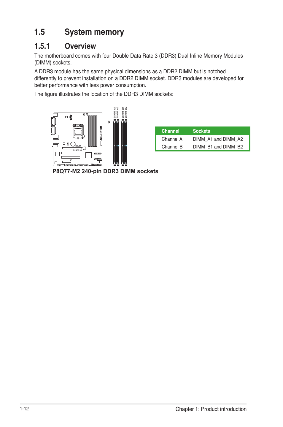 5 system memory, 1 overview, 5 system memory -12 | Overview -12 | Asus P8Q77-M2 User Manual | Page 24 / 82