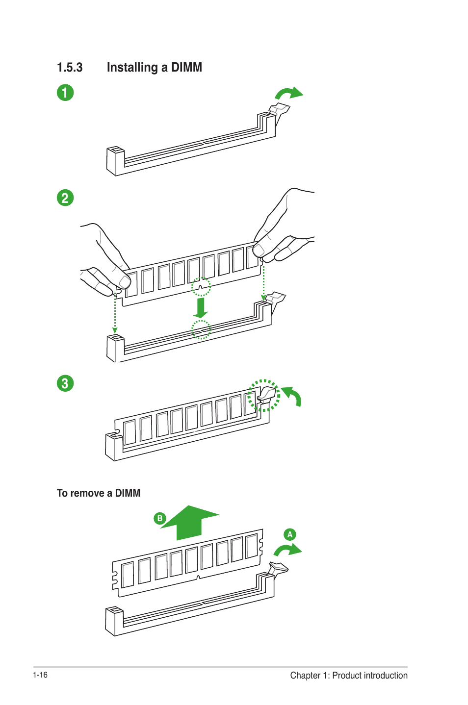 3 installing a dimm, Installing a dimm -16 | Asus P8Q77-M2 User Manual | Page 28 / 82