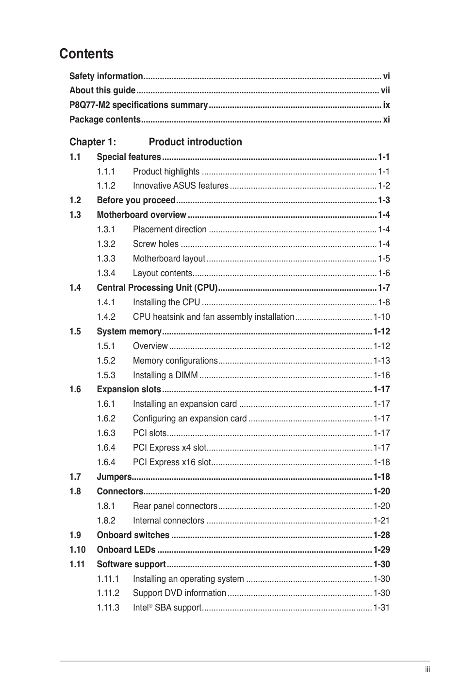 Asus P8Q77-M2 User Manual | Page 3 / 82