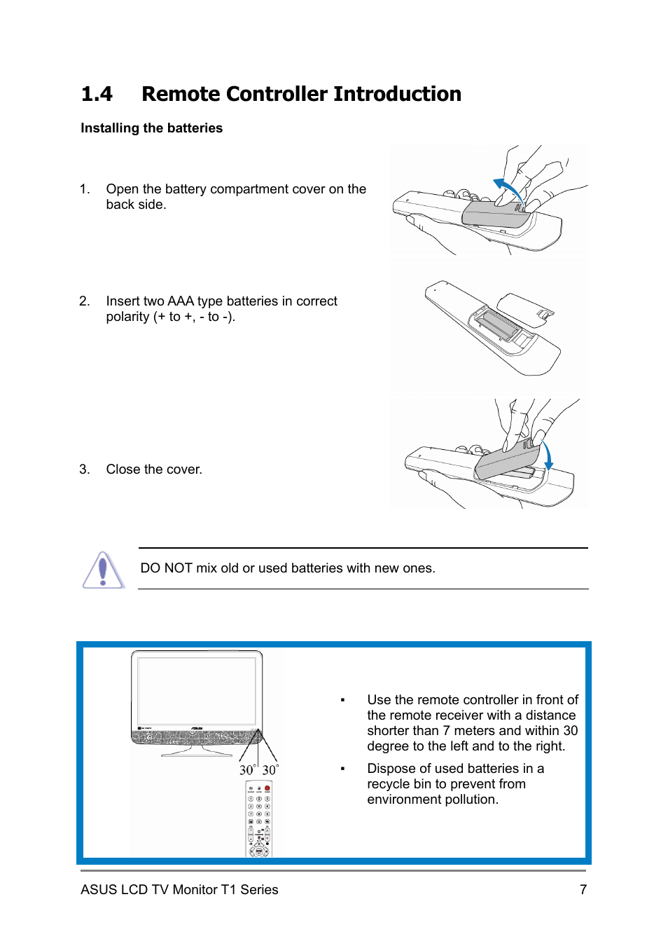 4 remote controller introduction | Asus 27T1E User Manual | Page 17 / 34