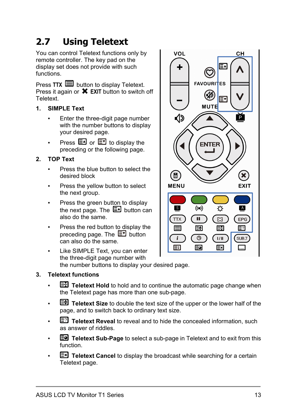 7 using teletext | Asus 27T1E User Manual | Page 23 / 34
