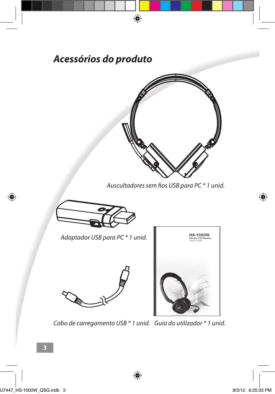 Acessórios do produto, Acessórios do produto ––––– 3 | Asus HS-1000W User Manual | Page 136 / 223