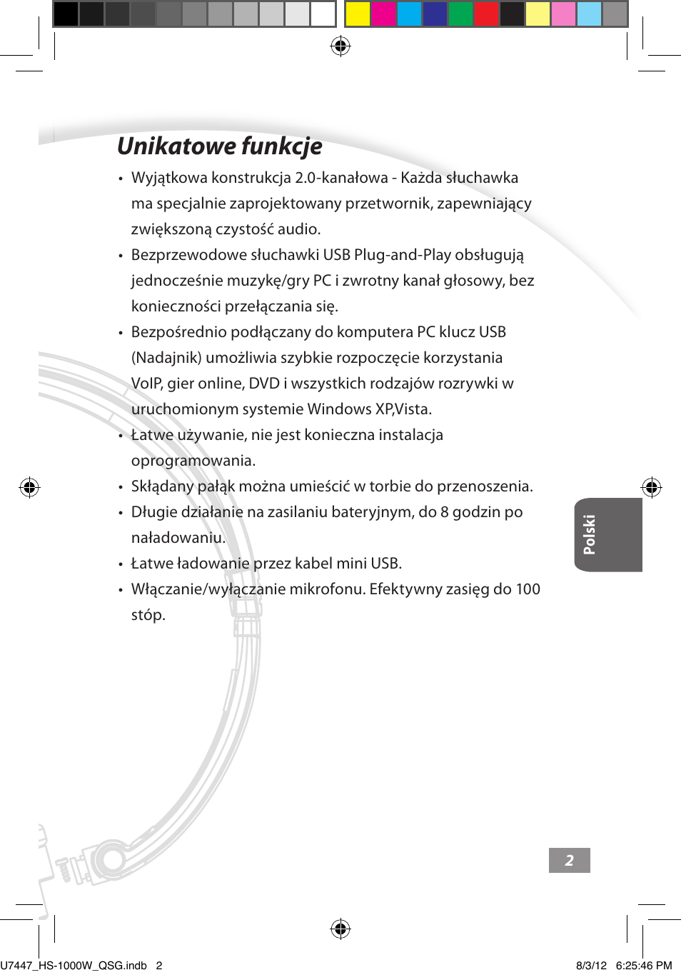 Unikatowe funkcje, Unikatowe funkcje ––––– 2 | Asus HS-1000W User Manual | Page 148 / 223