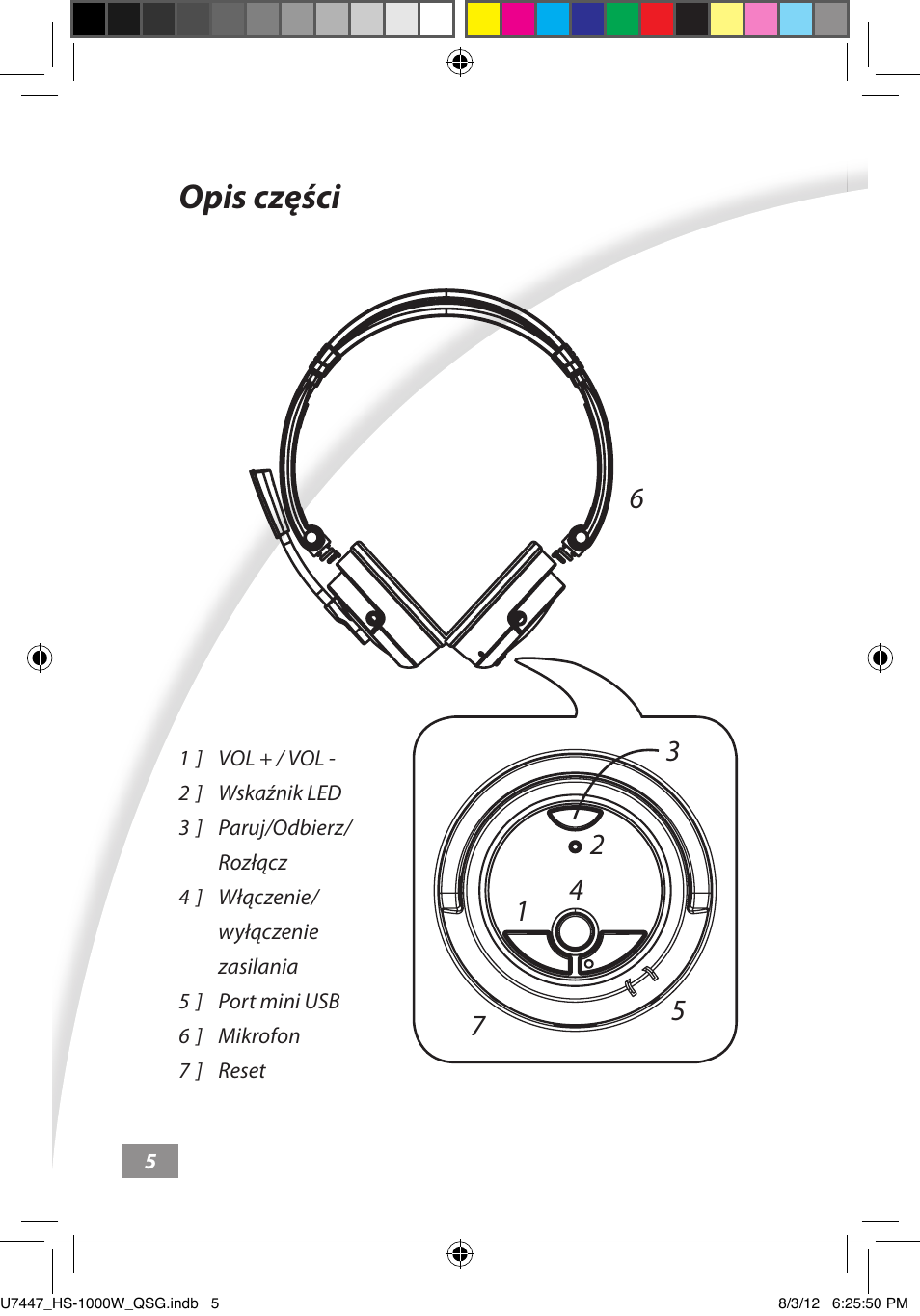 Opis części, Opis części ––––– 5 | Asus HS-1000W User Manual | Page 151 / 223