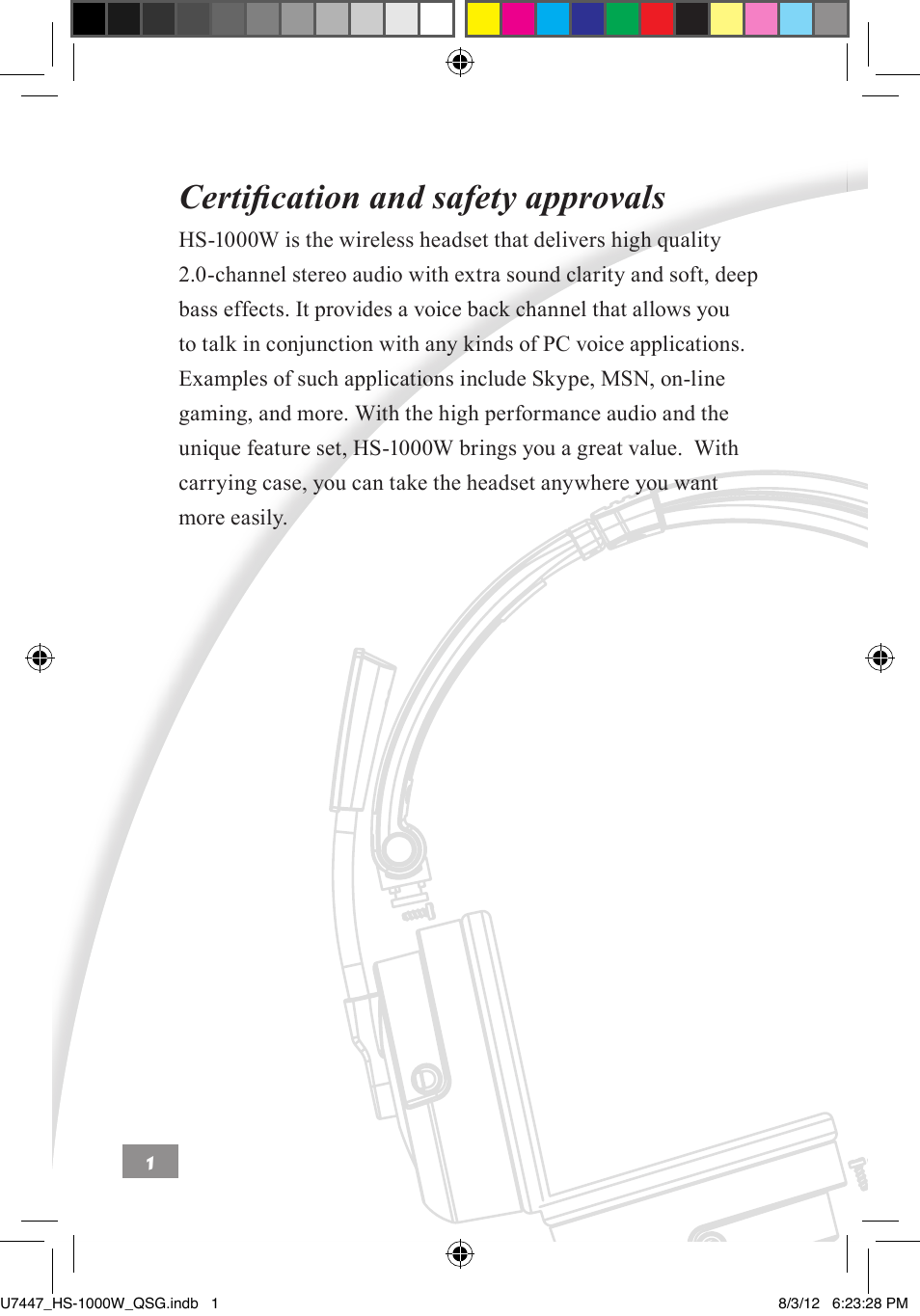 Certification and safety, Approvals ––––– 1, Certification and safety approvals | Asus HS-1000W User Manual | Page 2 / 223