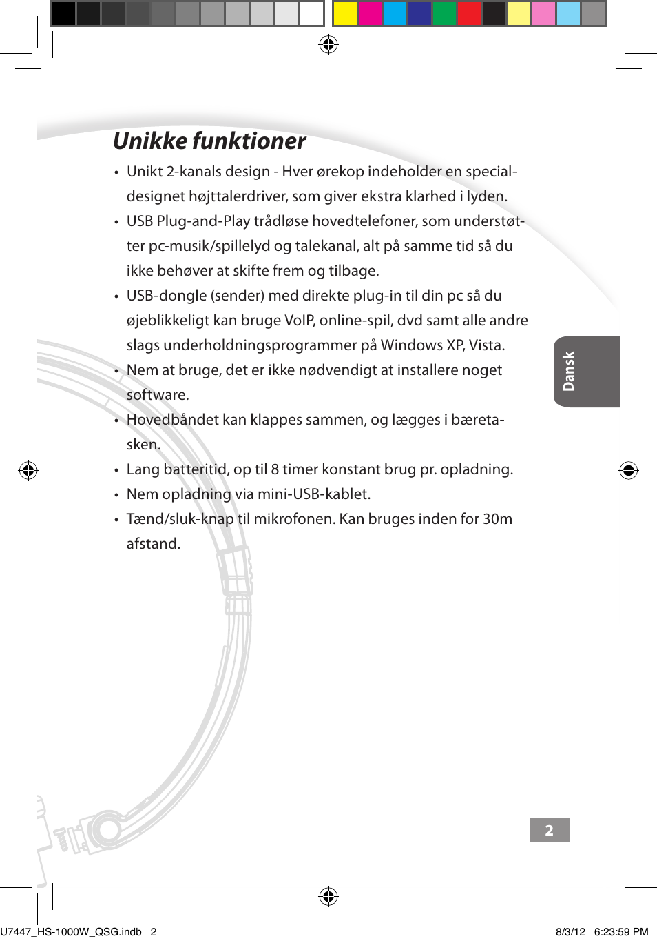 Unikke funktioner, Unikke funktioner ––––– 2 | Asus HS-1000W User Manual | Page 29 / 223