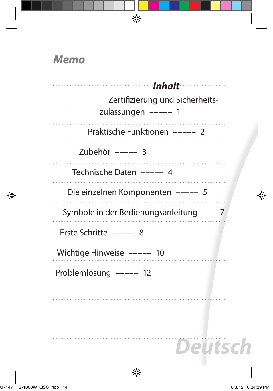 Deutsch | Asus HS-1000W User Manual | Page 67 / 223