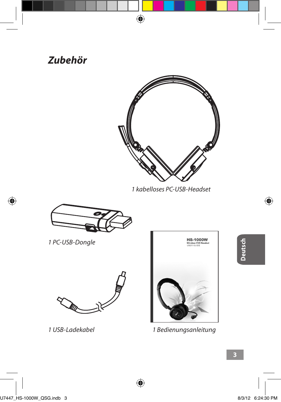 Zubehör, Zubehör ––––– 3 | Asus HS-1000W User Manual | Page 70 / 223