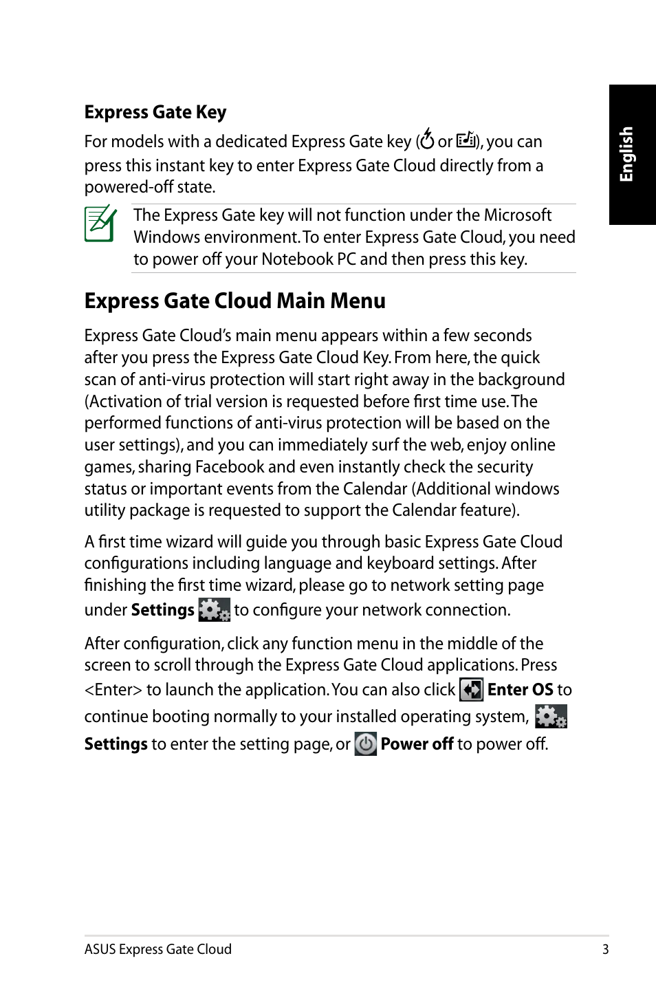 Express gate cloud main menu | Asus Eee PC VX6 User Manual | Page 3 / 8