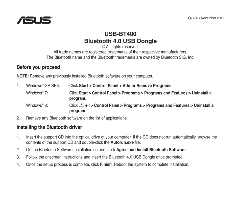 Asus USB-BT400 User Manual | 52 pages