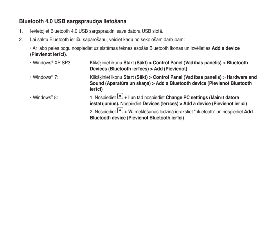 Bluetooth 4.0 usb sargspraudņa lietošana | Asus USB-BT400 User Manual | Page 26 / 52