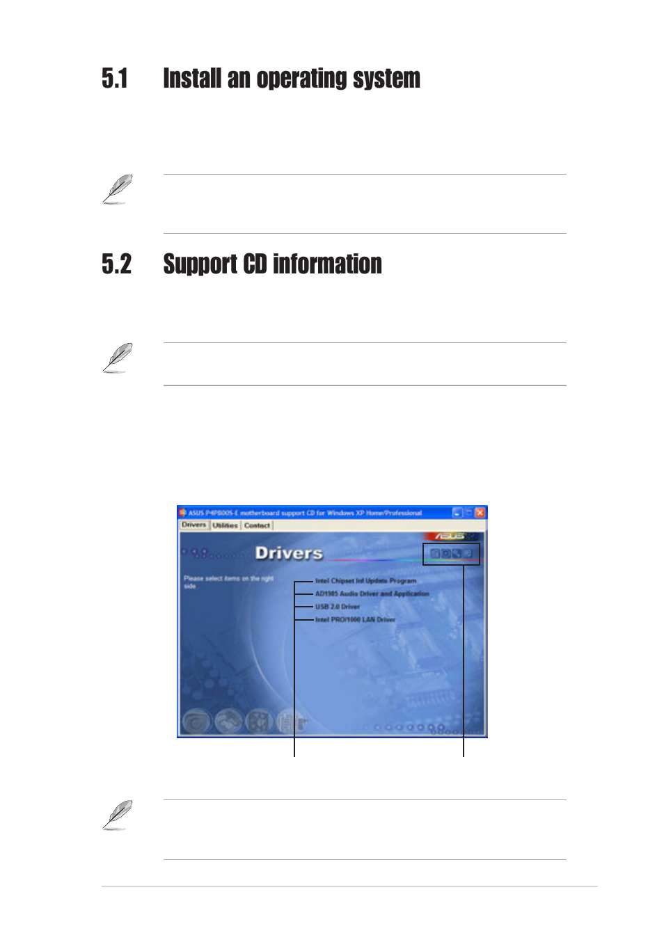1 install an operating system, 2 support cd information, 1 running the support cd | Asus AP120-E1 User Manual | Page 107 / 136