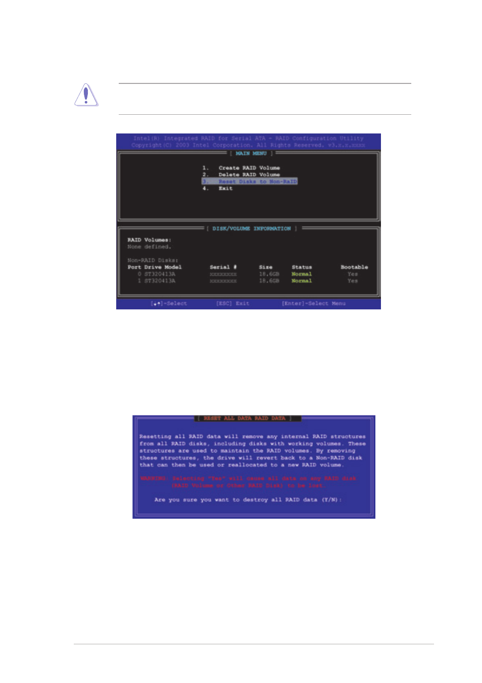 6 resetting a raid to non-raid | Asus AP120-E1 User Manual | Page 135 / 136