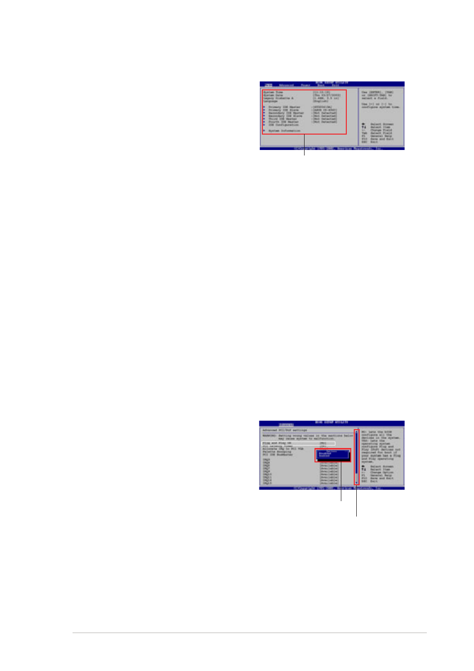 4 menu items, 5 sub-menu items, 6 configuration fields | 7 pop-up window, 8 scroll bar, 9 general help | Asus AP120-E1 User Manual | Page 73 / 136