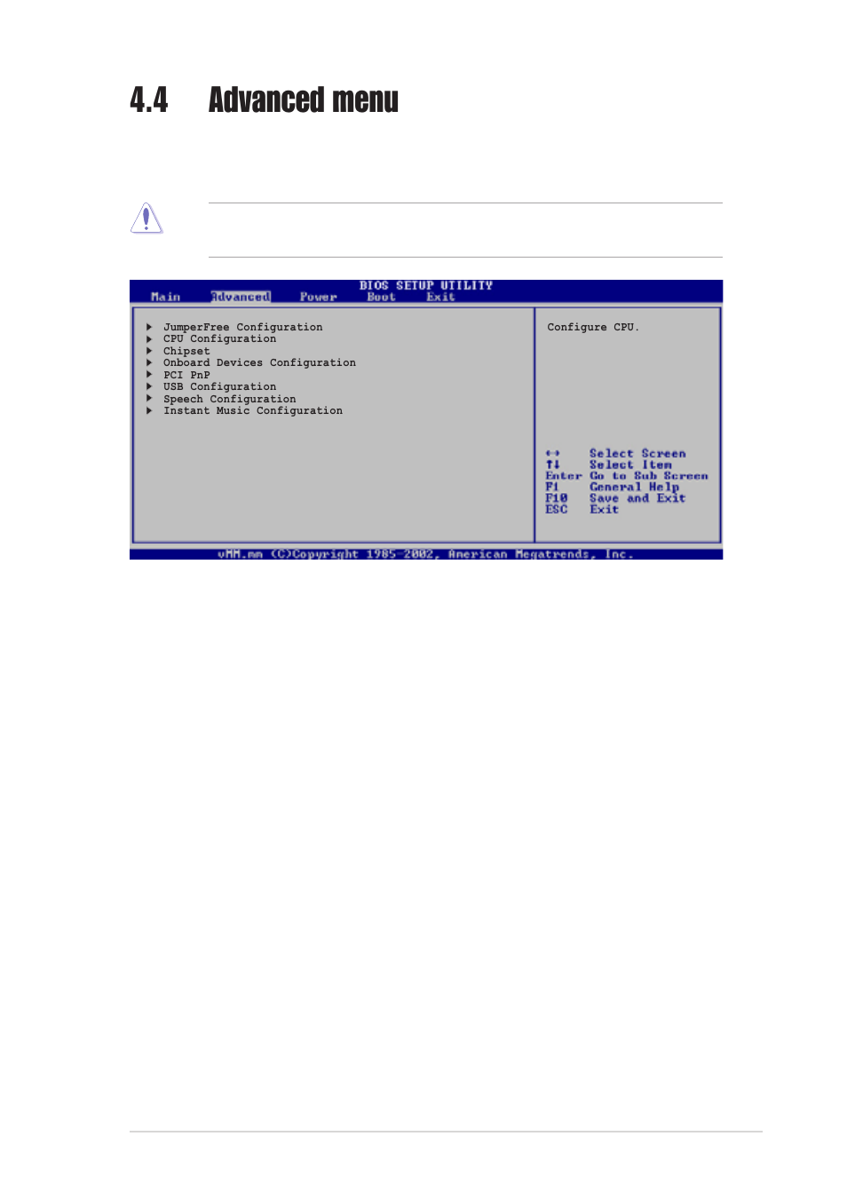 4 advanced menu | Asus AP120-E1 User Manual | Page 79 / 136