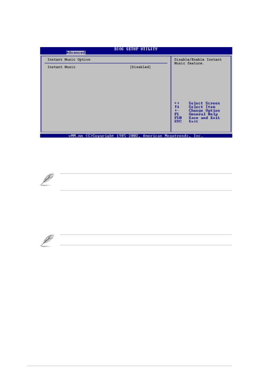 8 instant music configuration, Instant music [disabled, Instant music cd-rom drive [ide secondary master | Asus AP120-E1 User Manual | Page 92 / 136