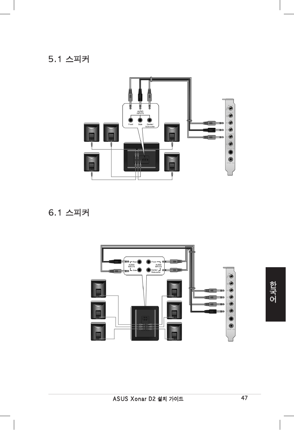 1 스피커 6.1 스피커 | Asus Xonar D2/PM User Manual | Page 47 / 80