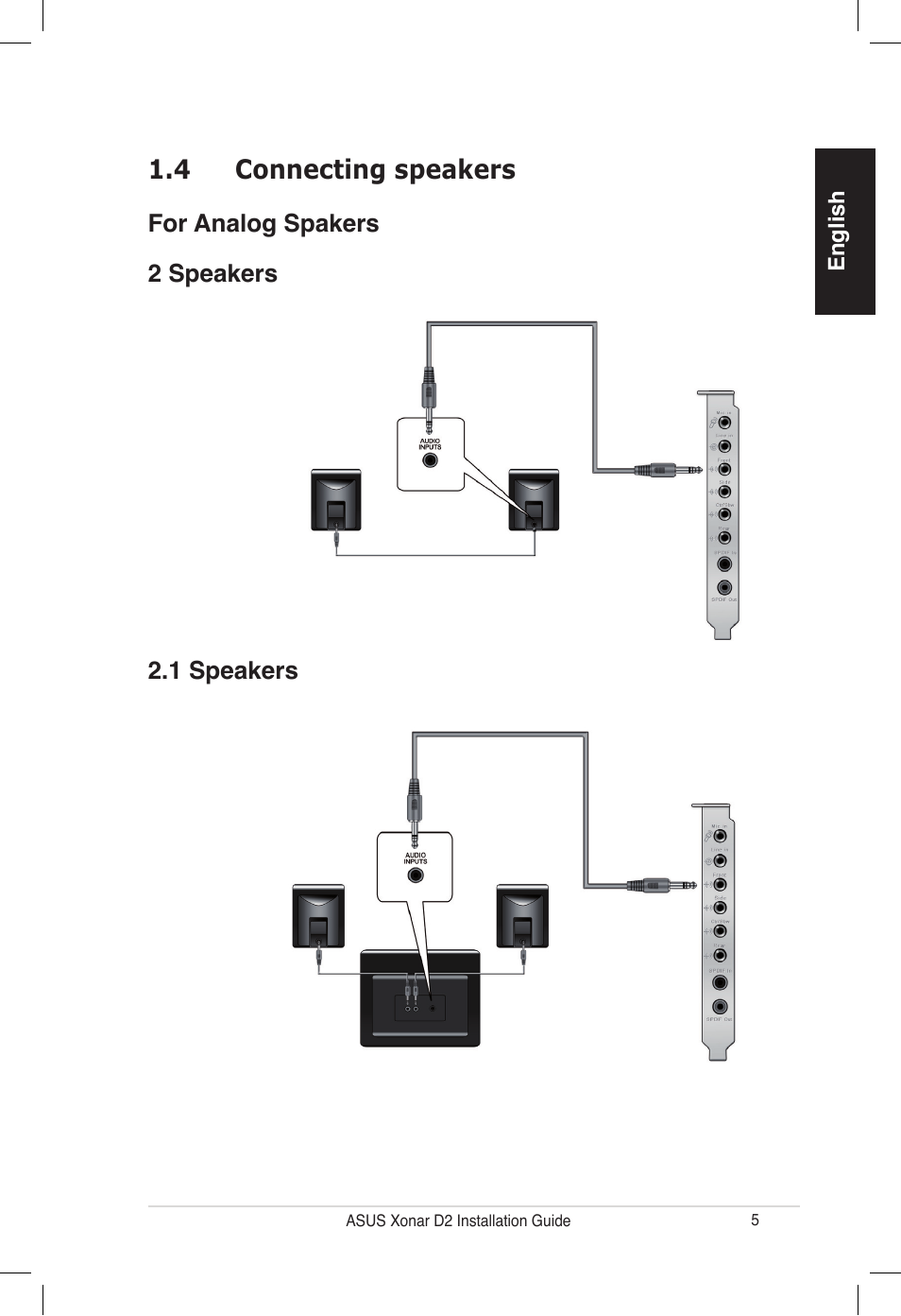 4 connecting speakers | Asus Xonar D2/PM User Manual | Page 5 / 80