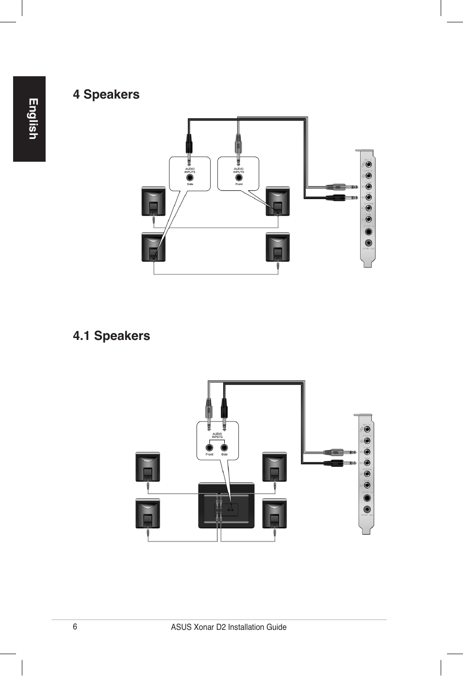 4 speakers 4.1 speakers | Asus Xonar D2/PM User Manual | Page 6 / 80