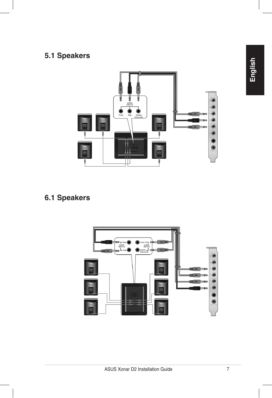 1 speakers 6.1 speakers | Asus Xonar D2/PM User Manual | Page 7 / 80