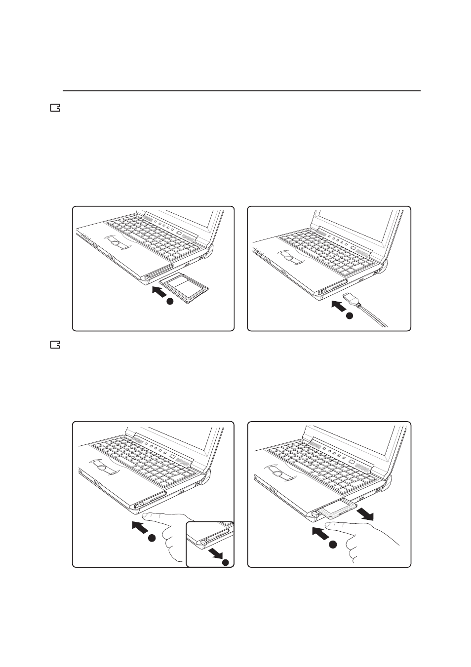 Inserting a pc card (pcmcia), Removing a pc card (pcmcia) | Asus S3N User Manual | Page 52 / 74