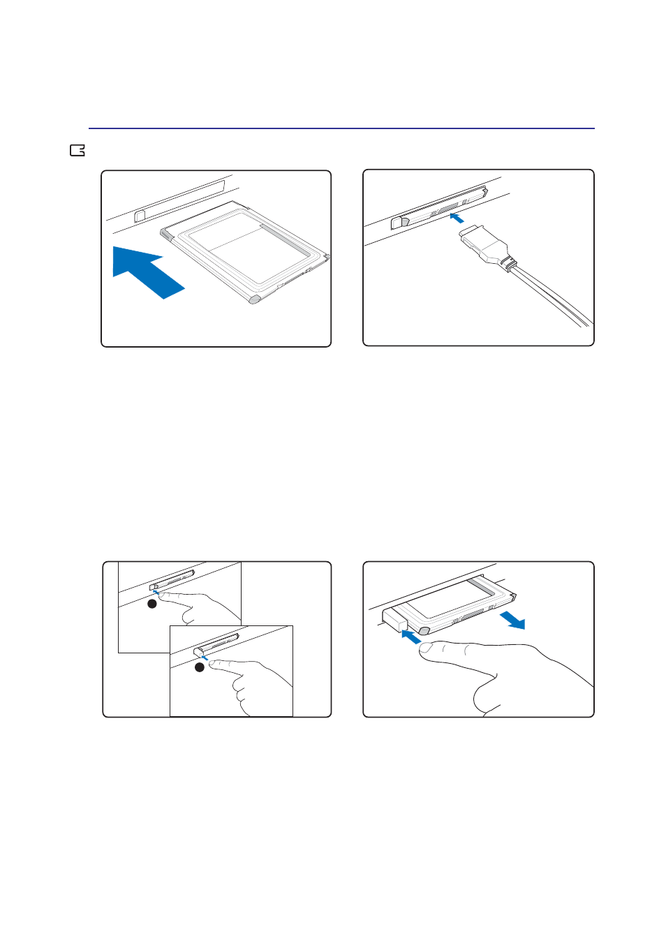 Inserting a pc card (pcmcia), Removing a pc card (pcmcia) | Asus Z62F User Manual | Page 39 / 70