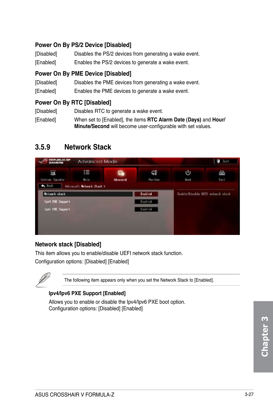 9 network stack, Network stack -27, Chapter 3 | Asus Crosshair V Formula-Z User Manual | Page 107 / 190