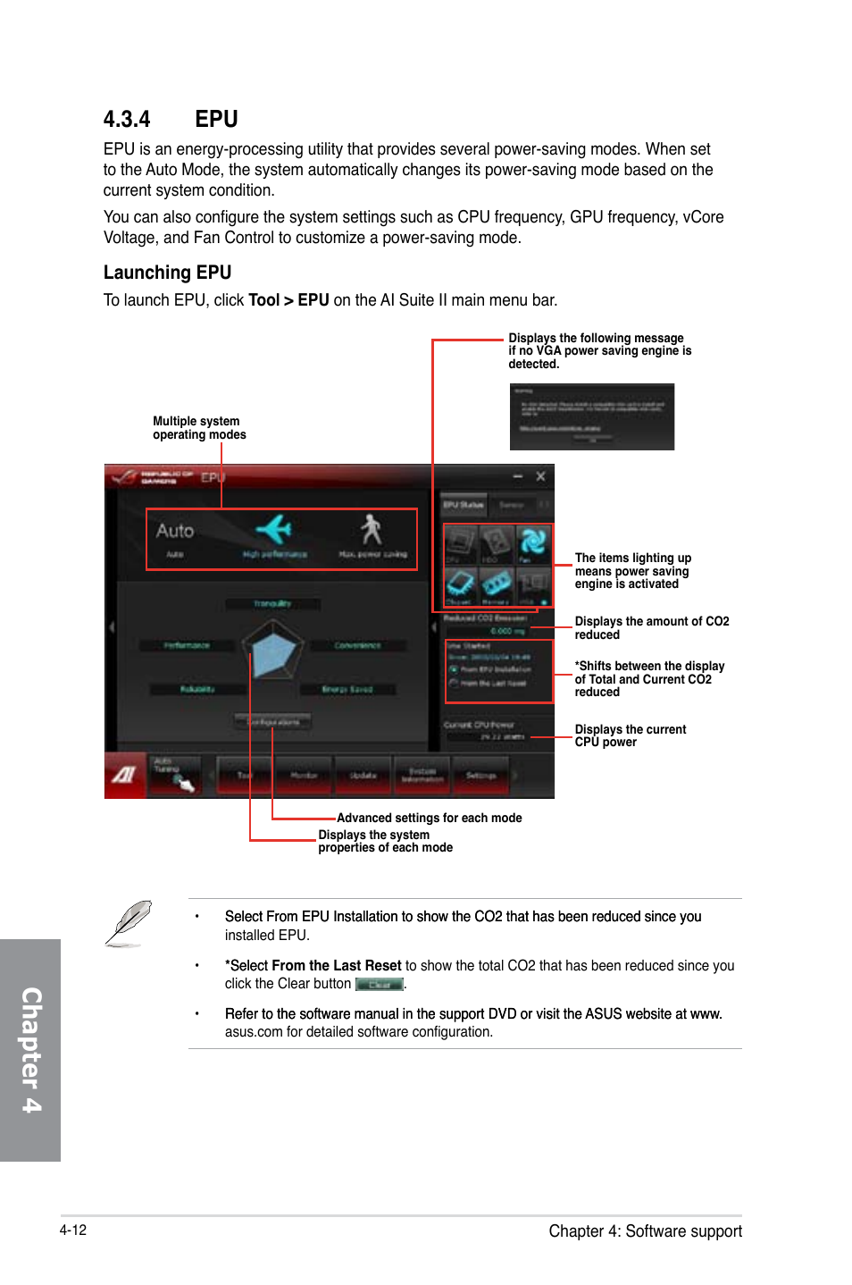 4 epu, Epu -12, Chapter 4 | Launching epu | Asus Crosshair V Formula-Z User Manual | Page 144 / 190