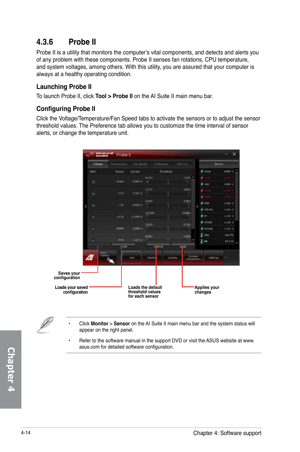 6 probe ii, Probe ii -14, Chapter 4 | Asus Crosshair V Formula-Z User Manual | Page 146 / 190