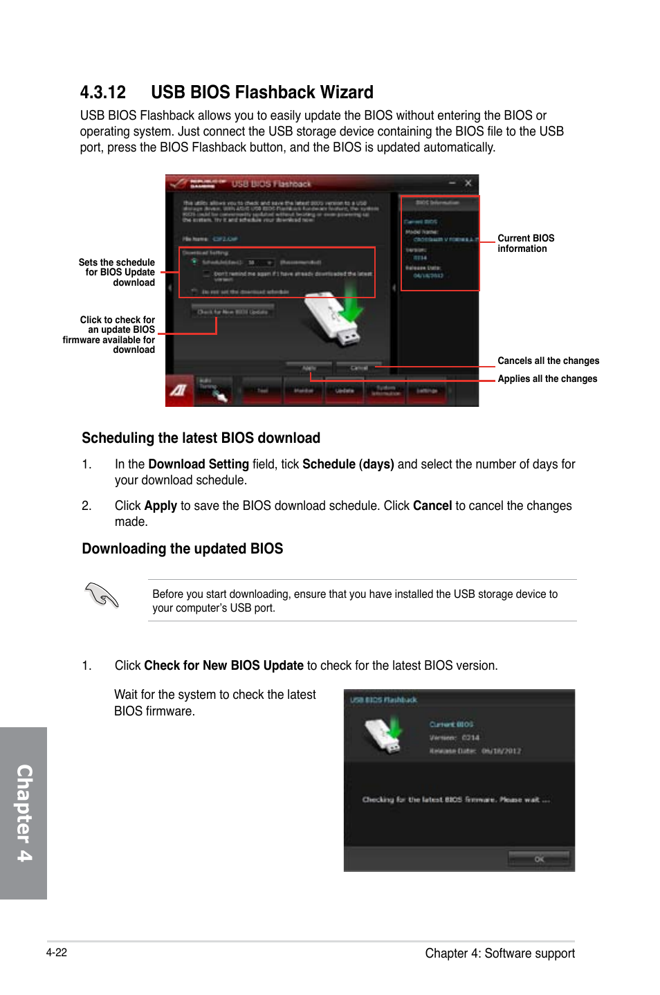 12 usb bios flashback wizard, Usb bios flashback wizard -22, Chapter 4 | Asus Crosshair V Formula-Z User Manual | Page 154 / 190