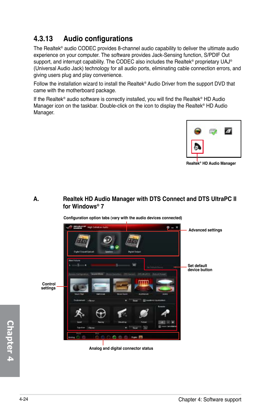 13 audio configurations, Audio configurations -24, Chapter 4 | Asus Crosshair V Formula-Z User Manual | Page 156 / 190