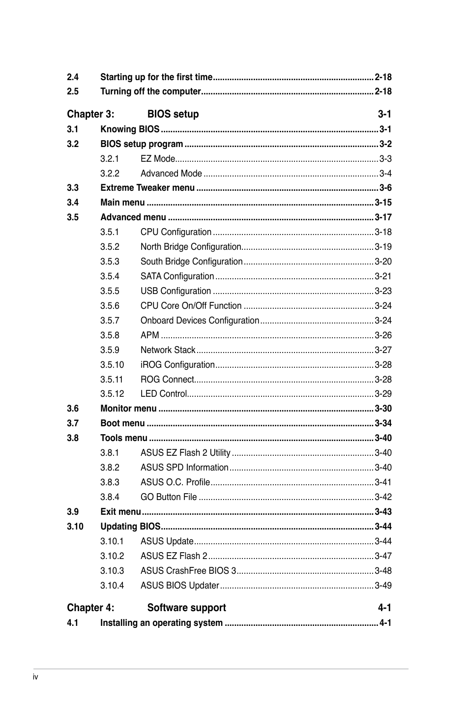 Asus Crosshair V Formula-Z User Manual | Page 4 / 190