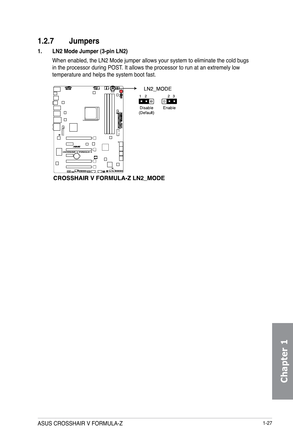 7 jumpers, Jumpers -27, Chapter 1 | Asus Crosshair V Formula-Z User Manual | Page 43 / 190