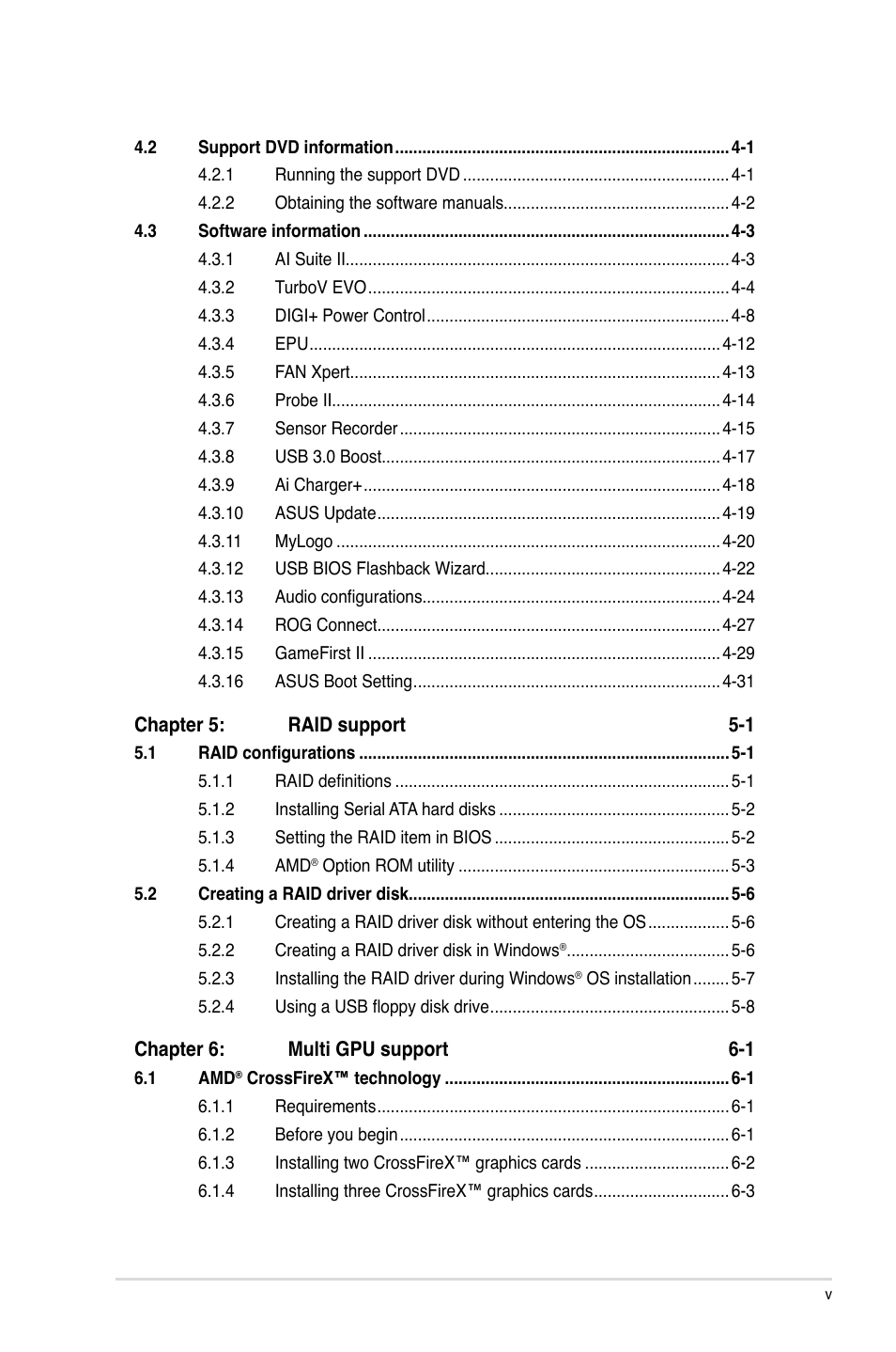 Asus Crosshair V Formula-Z User Manual | Page 5 / 190