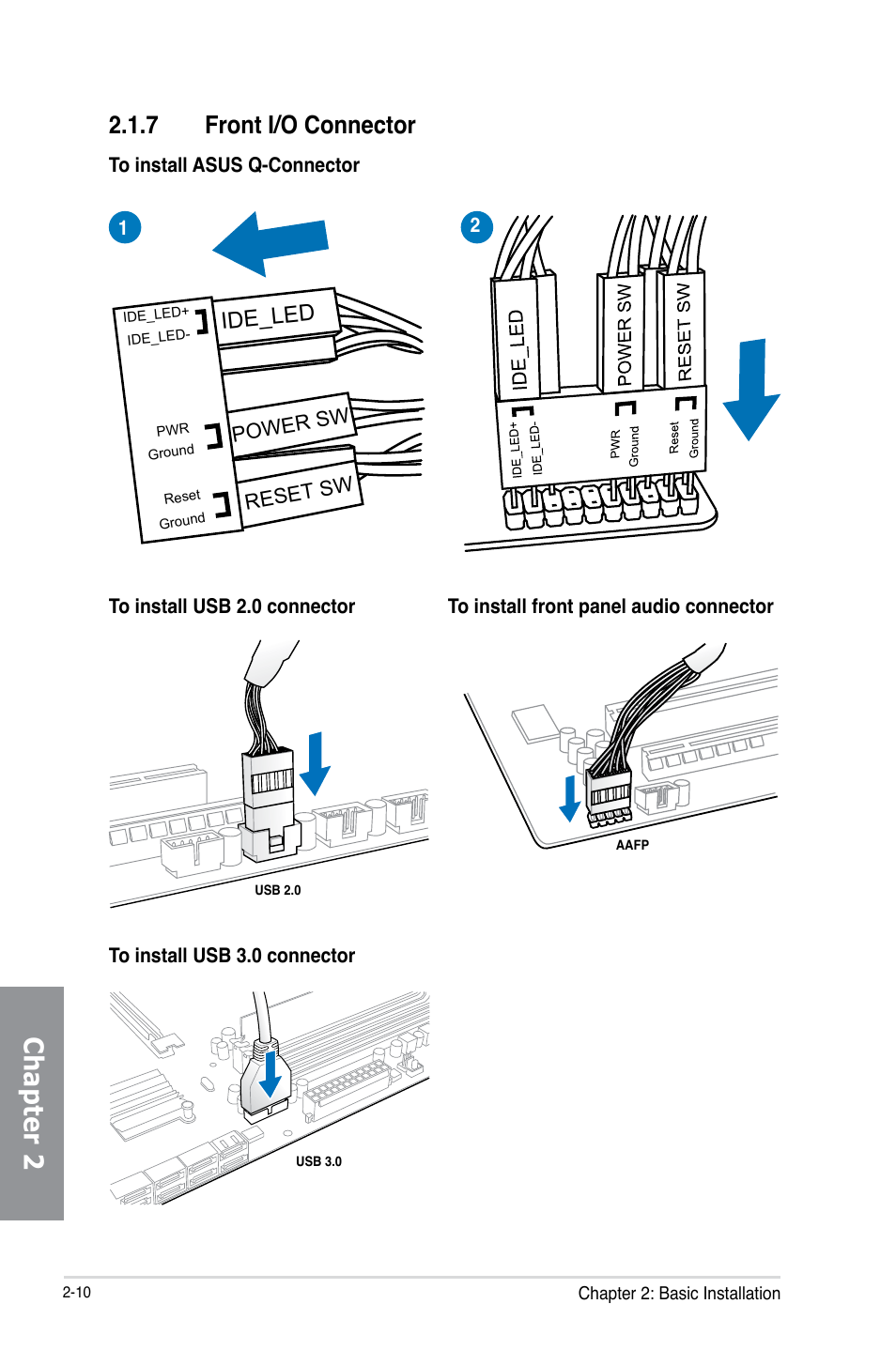 7 front i/o connector, Front i/o connector -10, Chapter 2 | Ide_led | Asus Crosshair V Formula-Z User Manual | Page 72 / 190