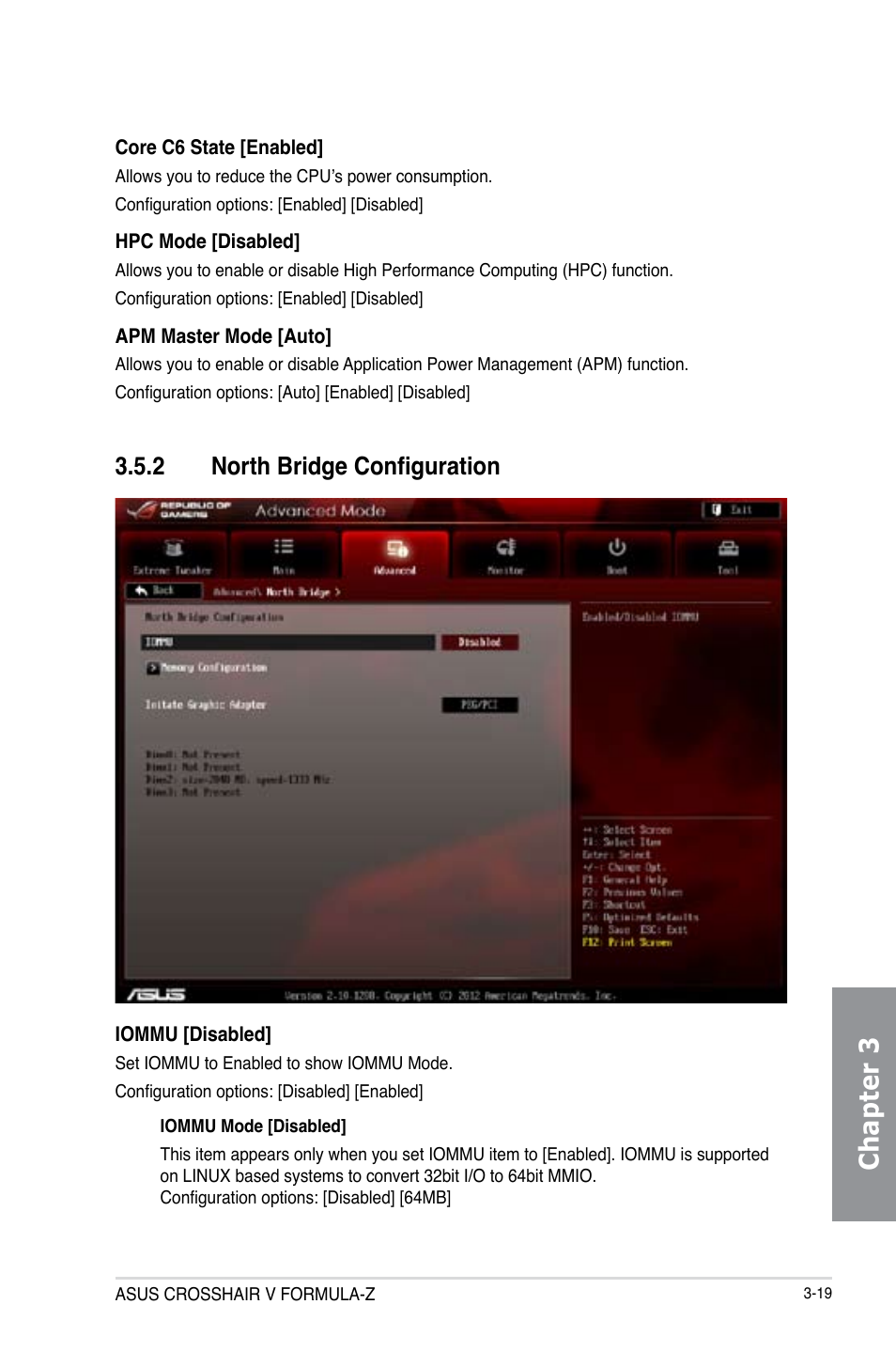 2 north bridge configuration, North bridge configuration -19, Chapter 3 | Asus Crosshair V Formula-Z User Manual | Page 99 / 190