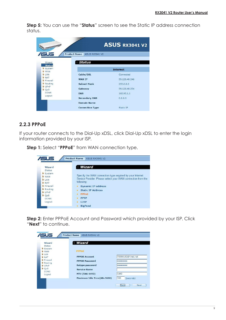 3 pppoe | Asus RX3041 V2 User Manual | Page 11 / 46