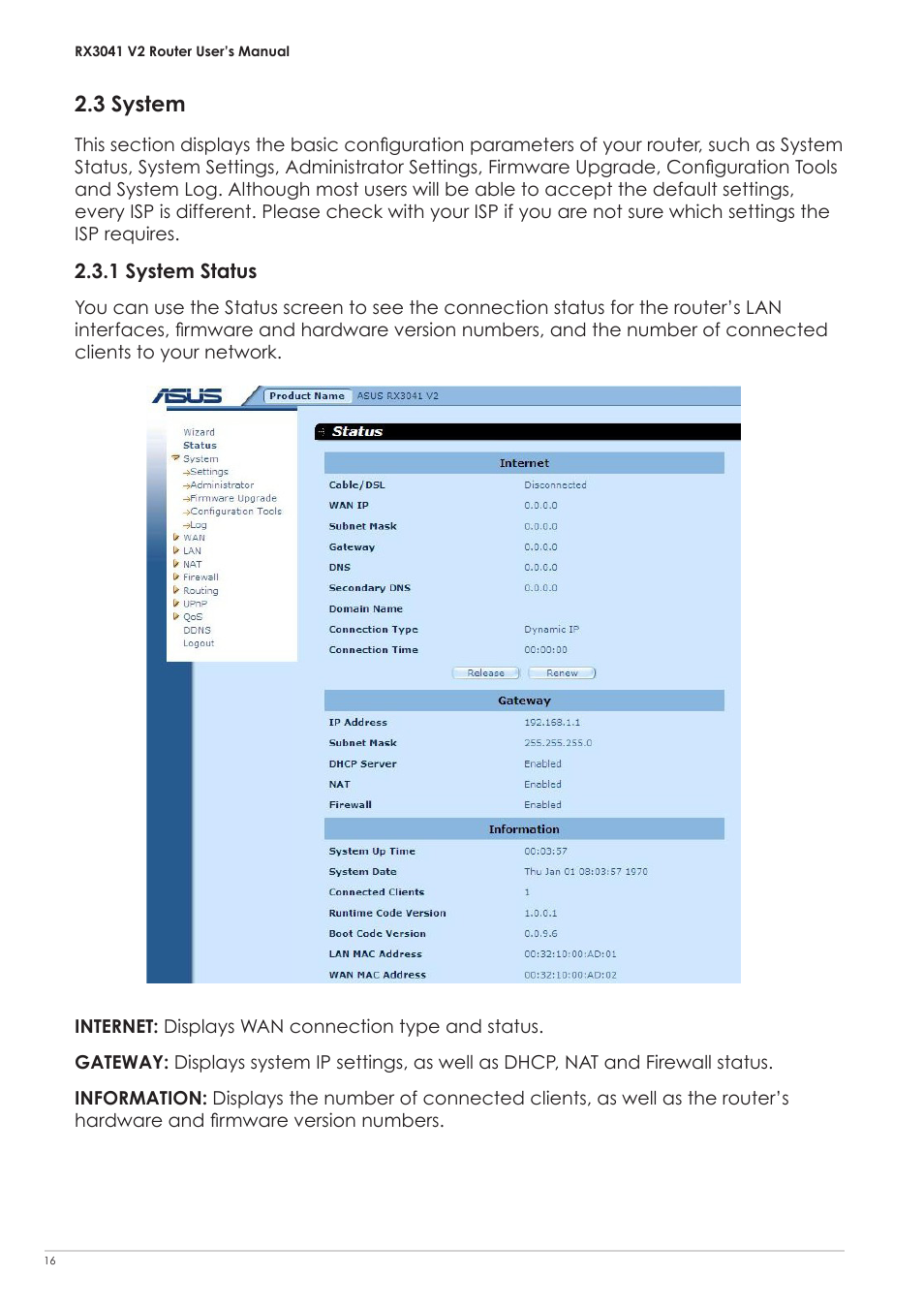 3 system, 1 system status | Asus RX3041 V2 User Manual | Page 18 / 46