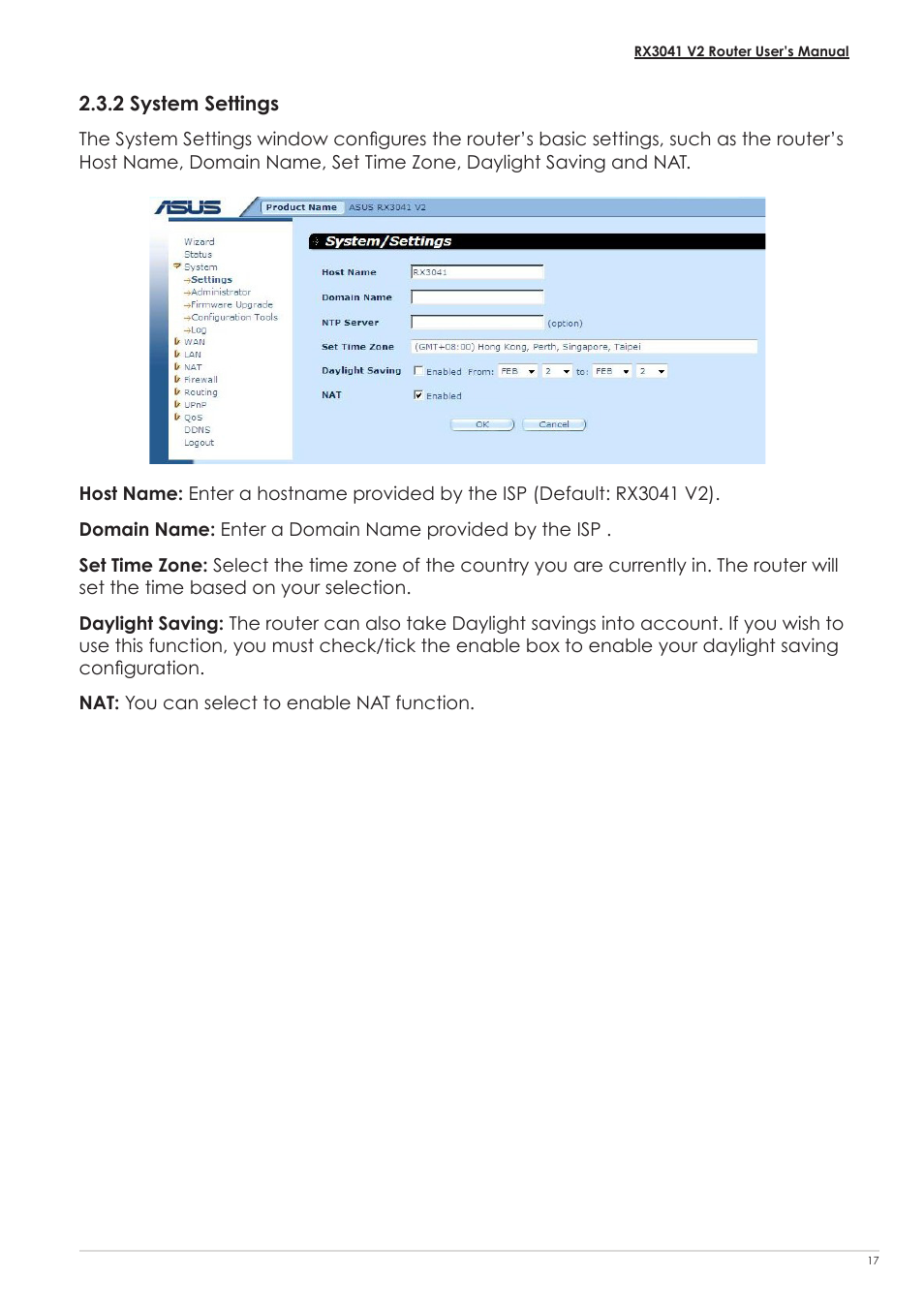 2 system settings | Asus RX3041 V2 User Manual | Page 19 / 46