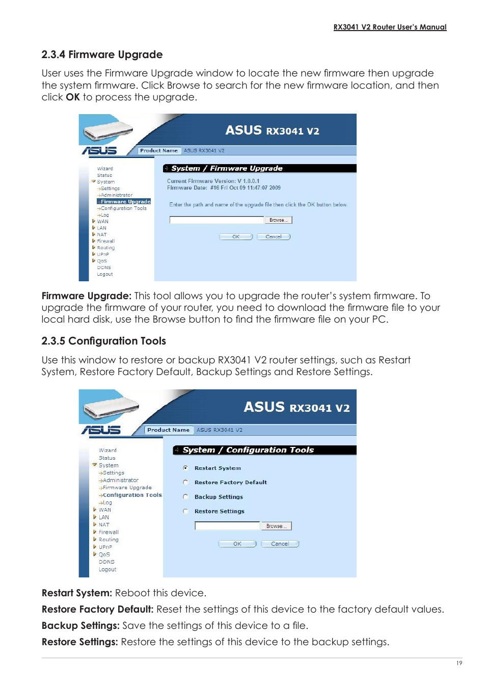 4 firmware upgrade, 5 configuration tools, 4 firmware upgrade 2.3.5 configuration tools | Asus RX3041 V2 User Manual | Page 21 / 46