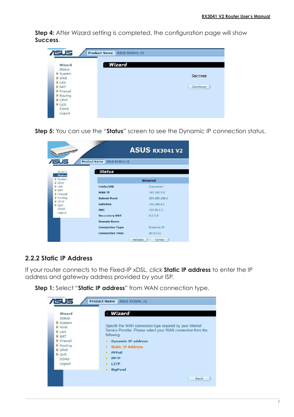 2 static ip address | Asus RX3041 V2 User Manual | Page 9 / 46