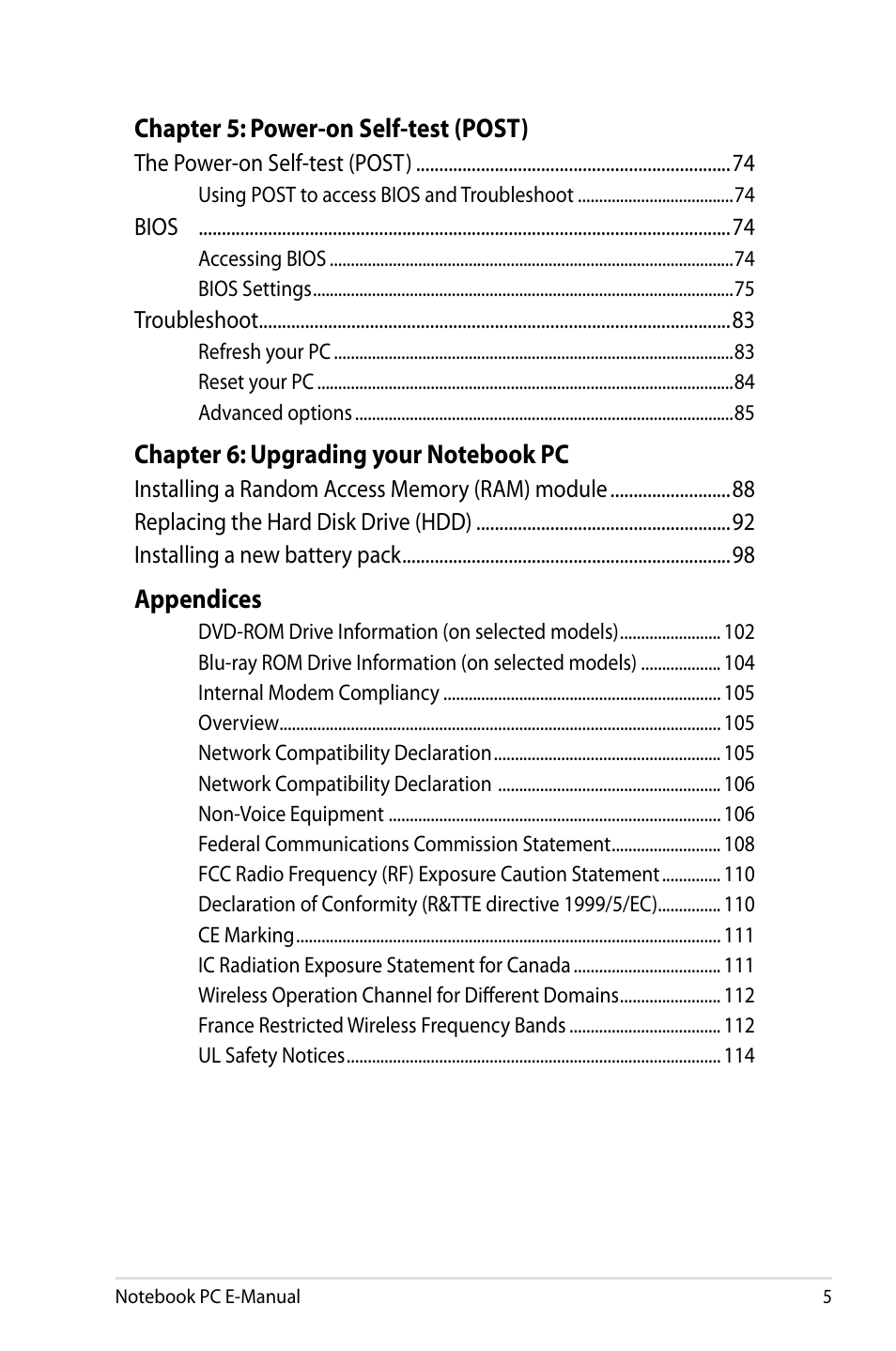 Asus G750JX User Manual | Page 5 / 122