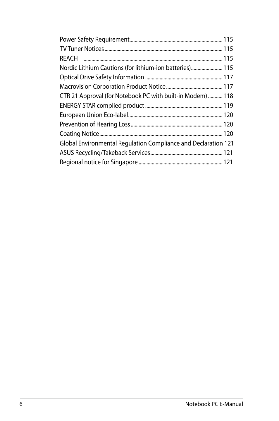 Asus G750JX User Manual | Page 6 / 122